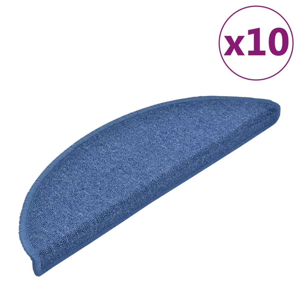 vidaXL Stair Mats 10 pcs. 56x17x3 cm Blue Semi-circular