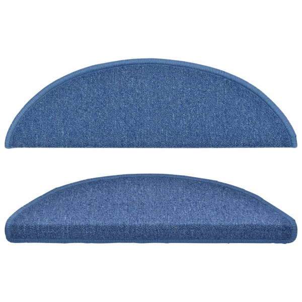 vidaXL Stair Mats 10 pcs. 56x17x3 cm Blue Semi-circular