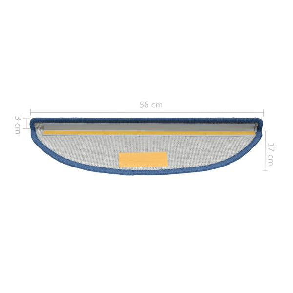 vidaXL Stair Mats 10 pcs. 56x17x3 cm Blue Semi-circular