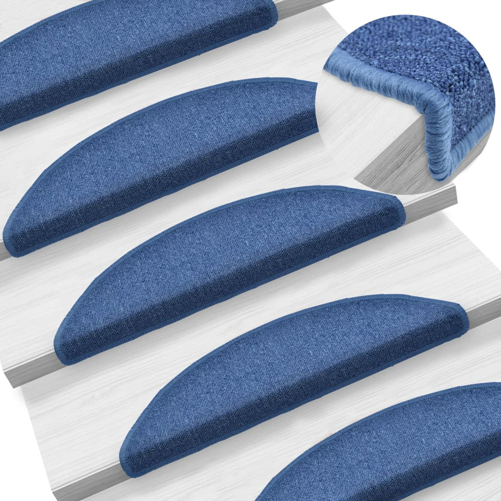 vidaXL Stair Mats 10 pcs. 56x17x3 cm Blue Semi-circular