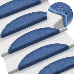 vidaXL Stair Mats 10 pcs. 56x17x3 cm Blue Semi-circular