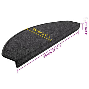 vidaXL Stair Mats 10 pcs. 65x24x4 cm Anthracite Semi-Circular Large