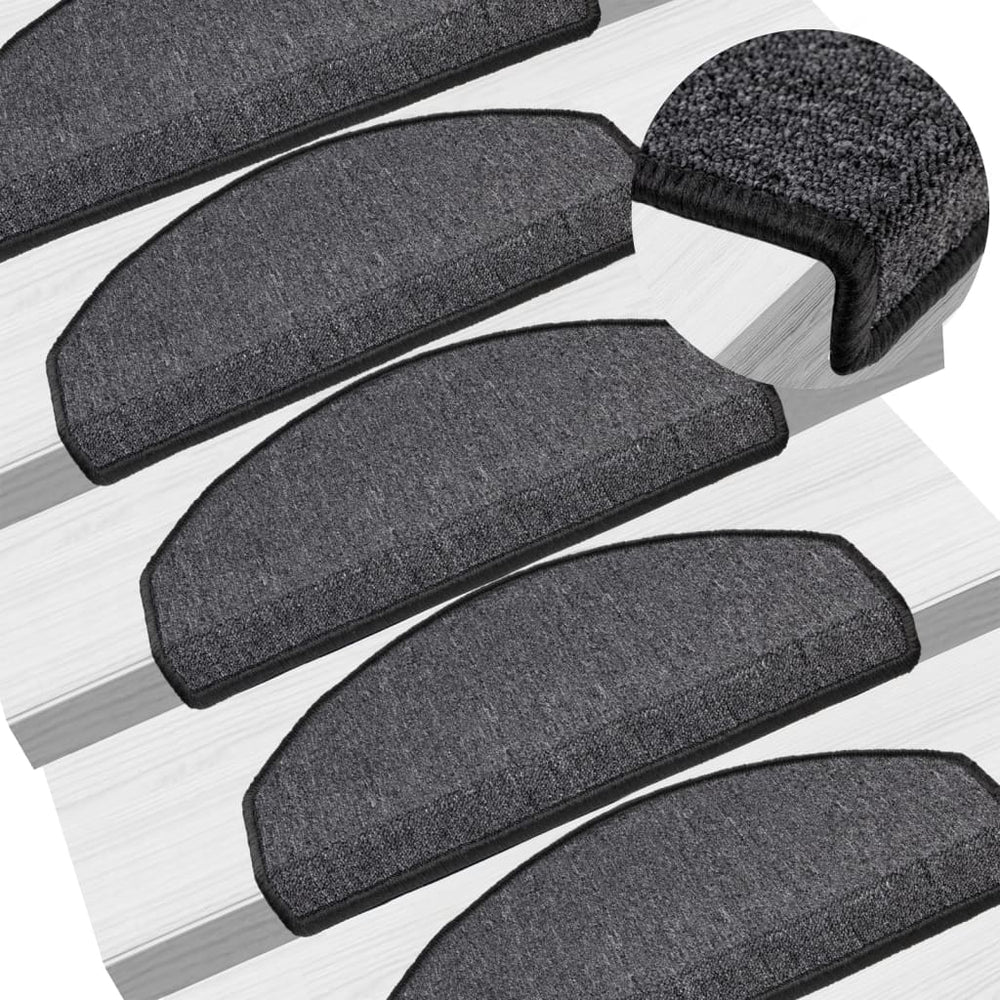 vidaXL Stair Mats 10 pcs. 65x24x4 cm Anthracite Semi-Circular Large