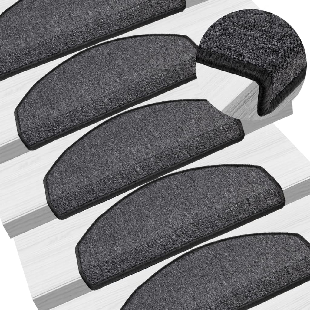 vidaXL Stair Mats 10 pcs. 65x24x4 cm Anthracite Semi-Circular Large