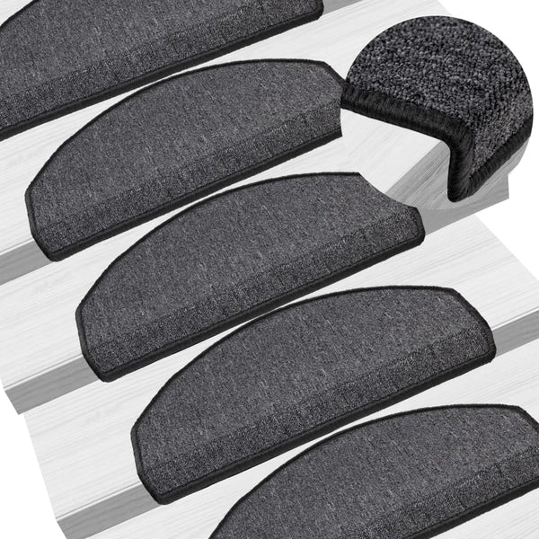 vidaXL Stair Mats 10 pcs. 65x24x4 cm Anthracite Semi-Circular Large