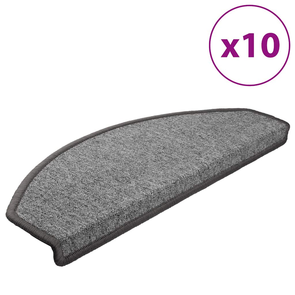 vidaXL Stair Mats 10 pcs. 65x24x4 cm Dark Grey Semi-Circular Large