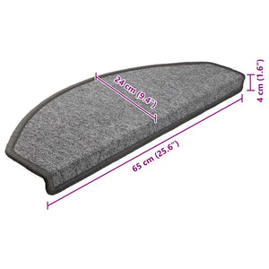 vidaXL Stair Mats 10 pcs. 65x24x4 cm Dark Grey Semi-Circular Large