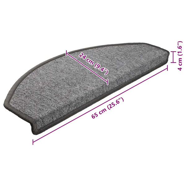 vidaXL Stair Mats 10 pcs. 65x24x4 cm Dark Grey Semi-Circular Large