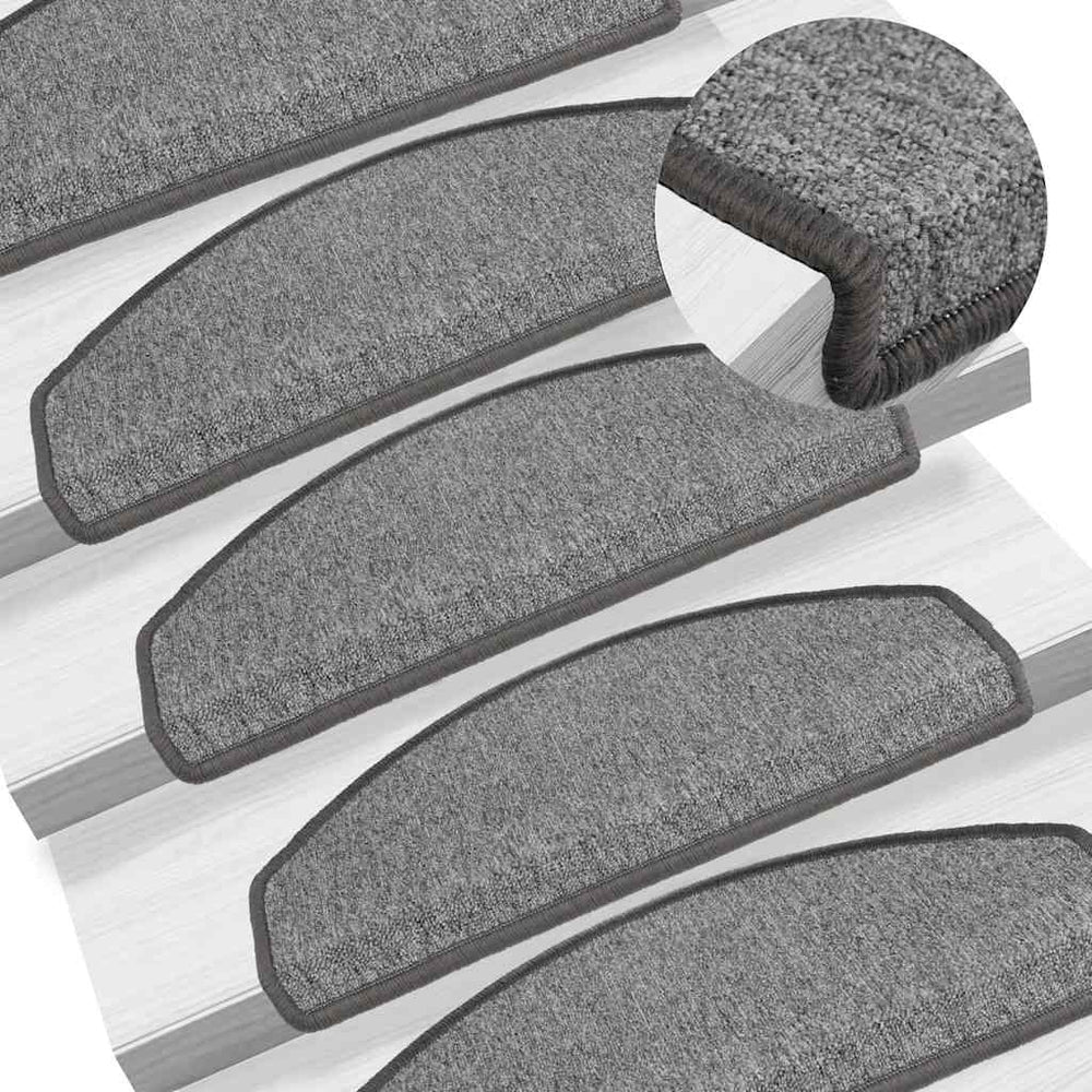 vidaXL Stair Mats 10 pcs. 65x24x4 cm Dark Grey Semi-Circular Large