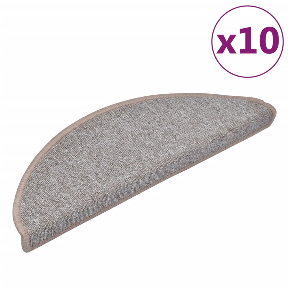 vidaXL Stair Mats 10 pcs. 65x24x4 cm Light Brown Half Round Large