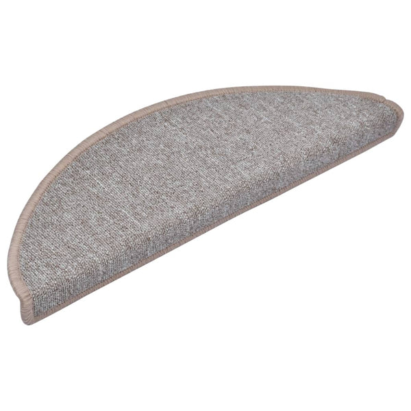 vidaXL Stair Mats 10 pcs. 65x24x4 cm Light Brown Half Round Large