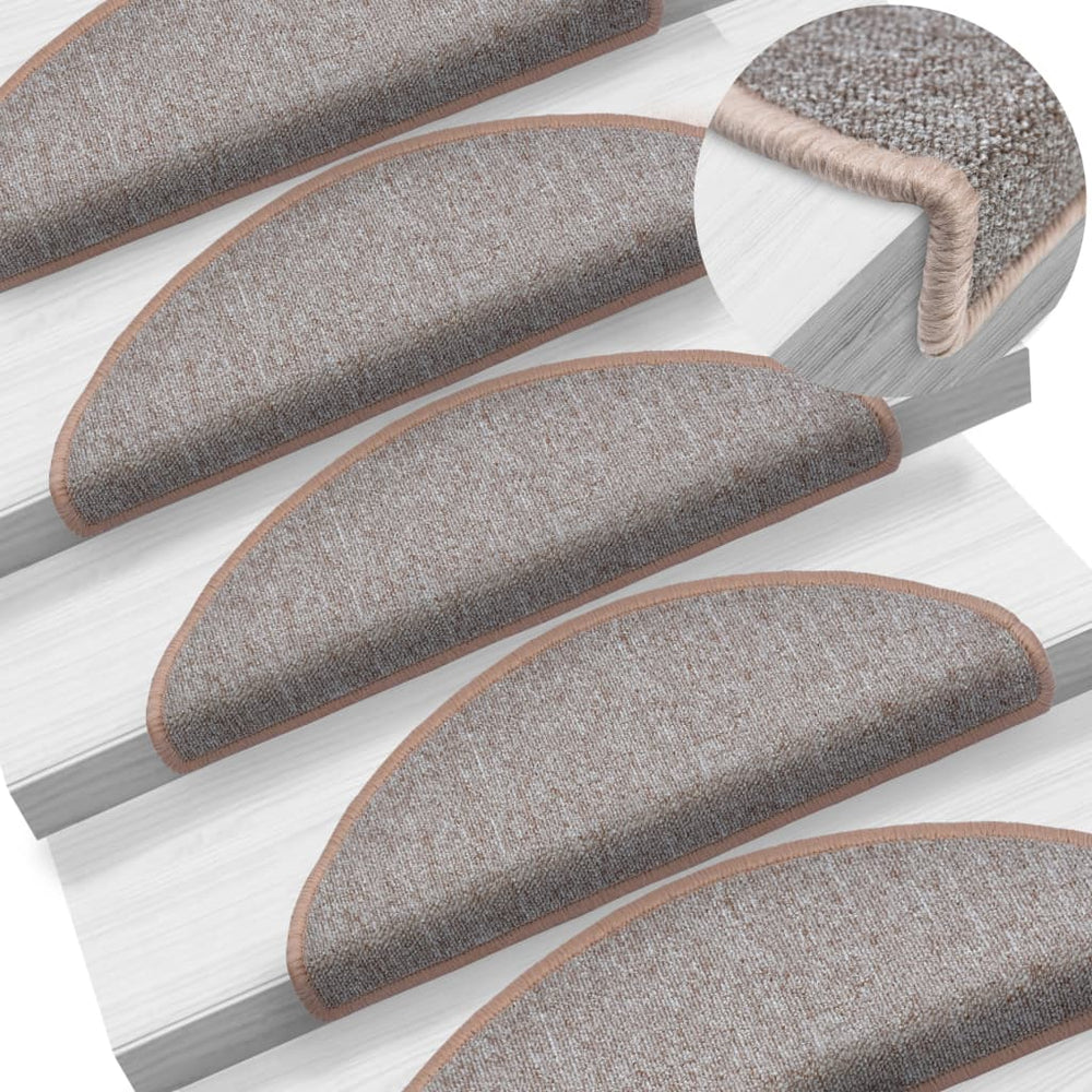 vidaXL Stair Mats 10 pcs. 65x24x4 cm Light Brown Half Round Large