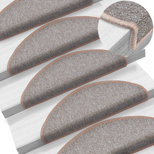 vidaXL Stair Mats 10 pcs. 65x24x4 cm Light Brown Half Round Large
