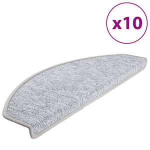 vidaXL Stair Mats 10 pcs. 65x24x4 cm Light Grey Semi-Circular Large