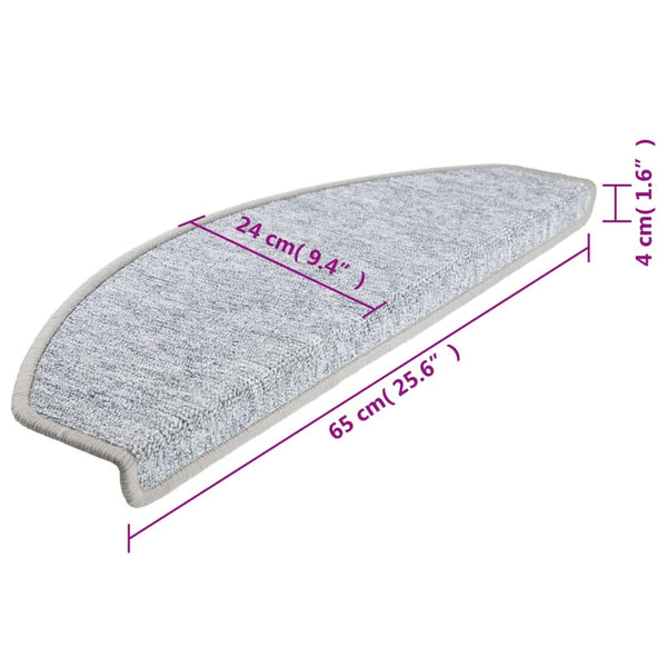 vidaXL Stair Mats 10 pcs. 65x24x4 cm Light Grey Semi-Circular Large