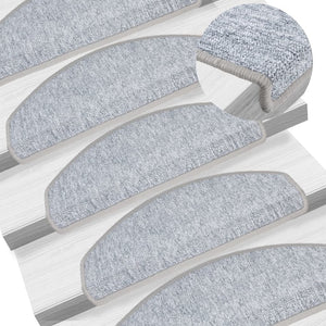 vidaXL Stair Mats 10 pcs. 65x24x4 cm Light Grey Semi-Circular Large
