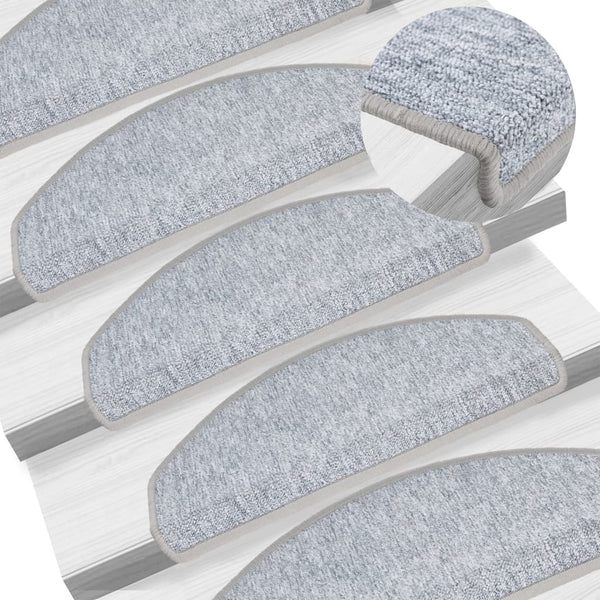 vidaXL Stair Mats 10 pcs. 65x24x4 cm Light Grey Semi-Circular Large