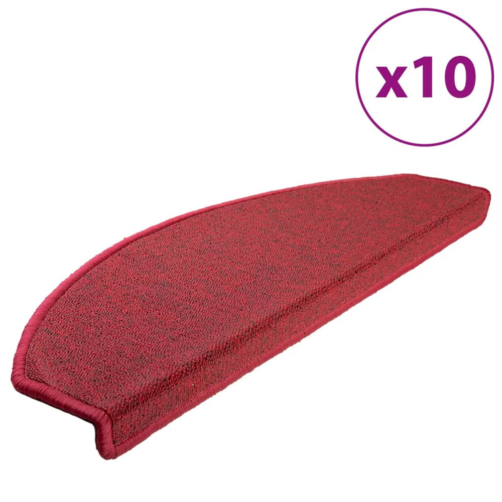 vidaXL Stair Mats 10 pcs. 65x24x4 cm Red Half Round Large