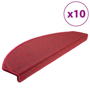 vidaXL Stair Mats 10 pcs. 65x24x4 cm Red Half Round Large