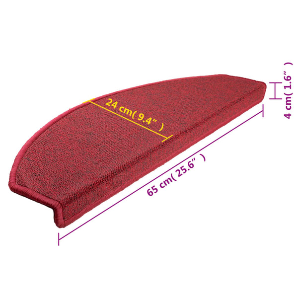vidaXL Stair Mats 10 pcs. 65x24x4 cm Red Half Round Large