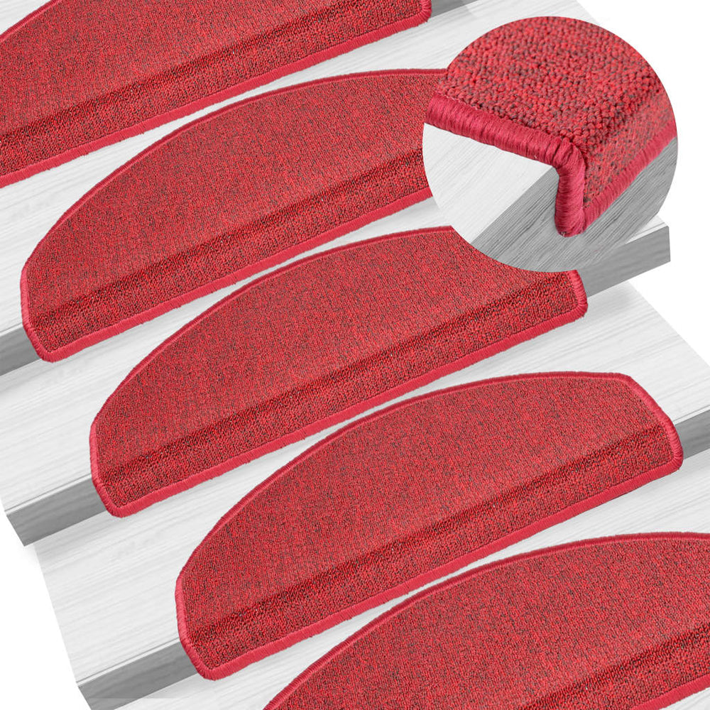 vidaXL Stair Mats 10 pcs. 65x24x4 cm Red Half Round Large