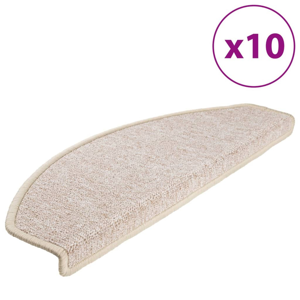 vidaXL Stair Mats 10 pcs. 65x24x4 cm Taupe Semi-circular Large