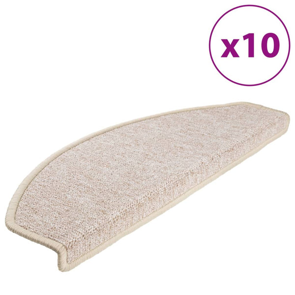 vidaXL Stair Mats 10 pcs. 65x24x4 cm Taupe Semi-circular Large