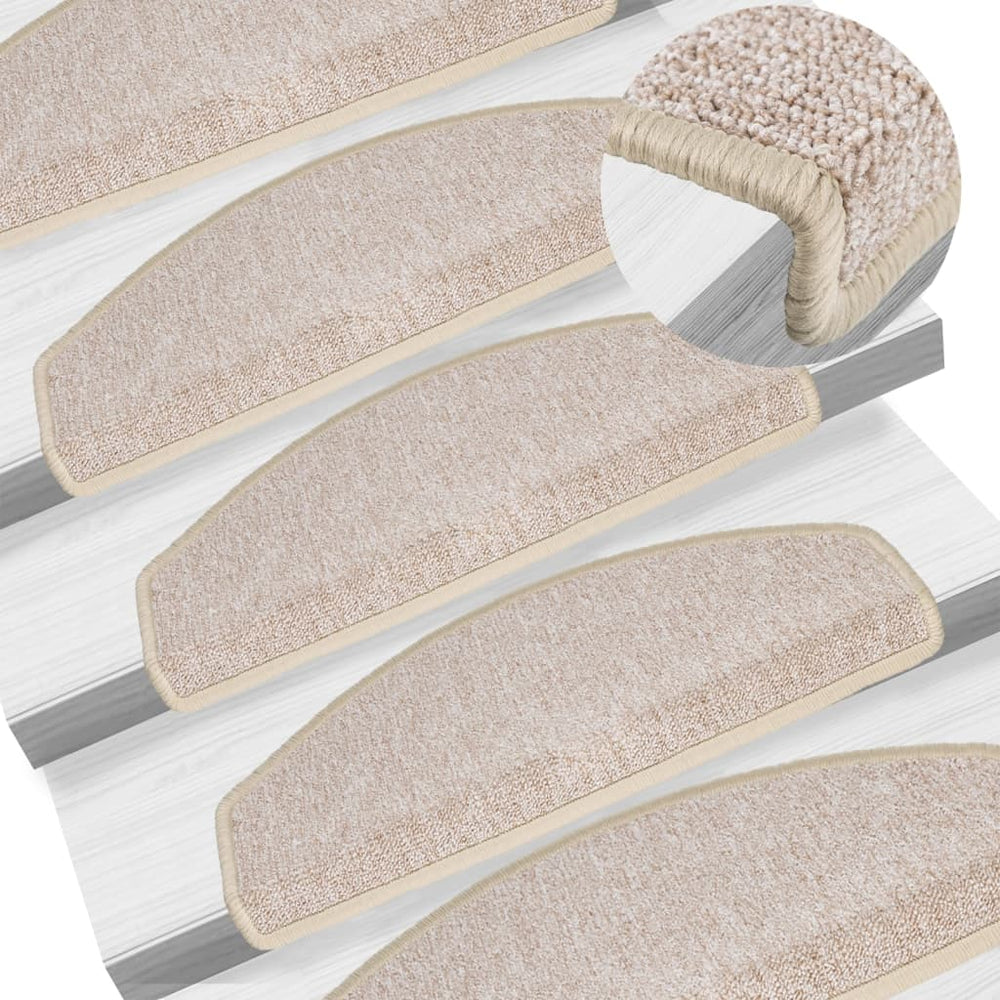 vidaXL Stair Mats 10 pcs. 65x24x4 cm Taupe Semi-circular Large