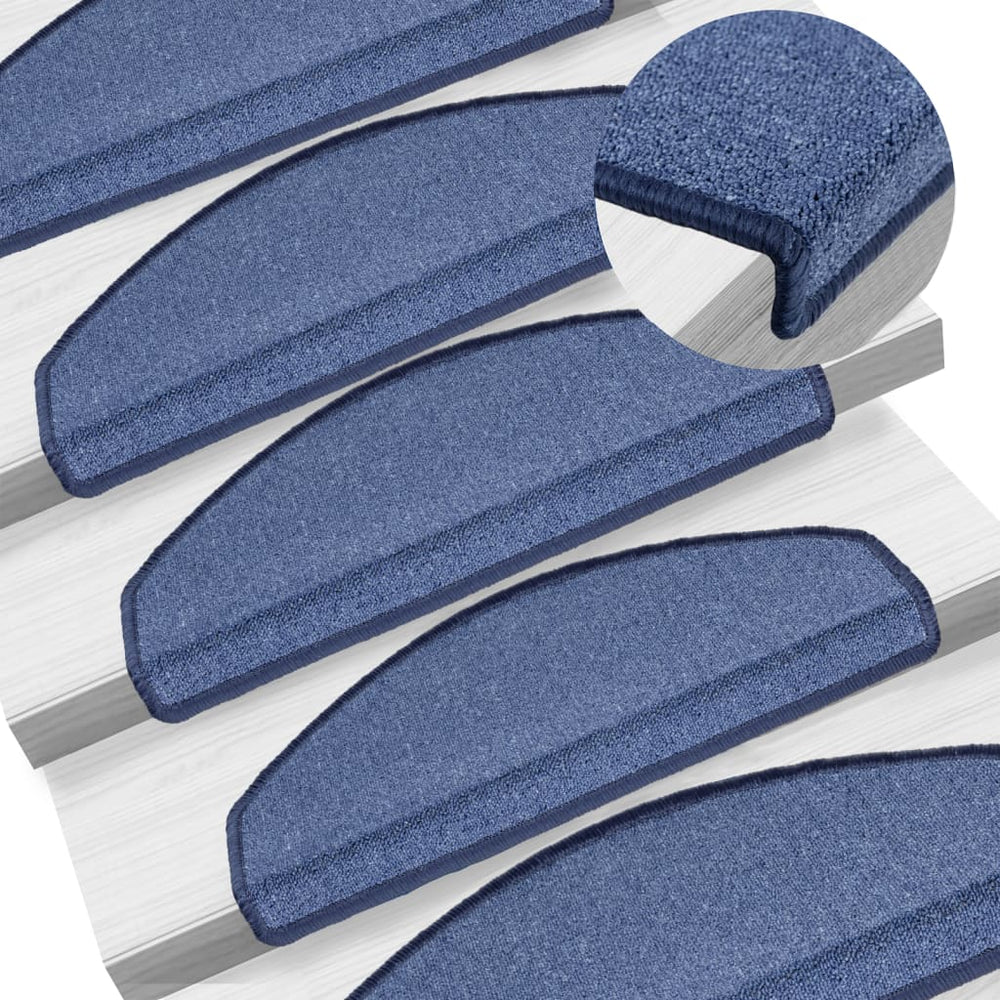vidaXL Stair Mats 10 pcs. 65x24x4 cm Blue Semi-circular Large