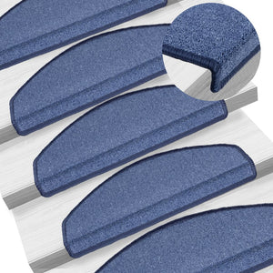 vidaXL Stair Mats 10 pcs. 65x24x4 cm Blue Semi-circular Large