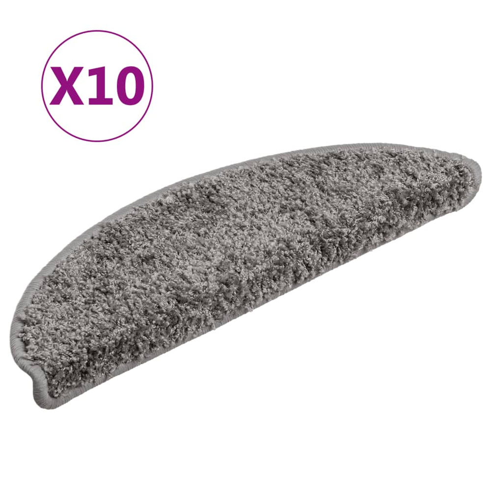 vidaXL Stair Mats 10 pcs. 56x17x3 cm Grey Half Round