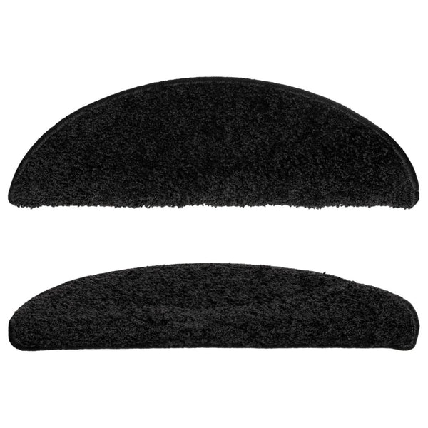 vidaXL Stair Mats 10 pcs 56x17x3 cm Black Semi-Circular