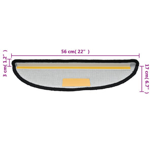 vidaXL Stair Mats 10 pcs 56x17x3 cm Black Semi-Circular