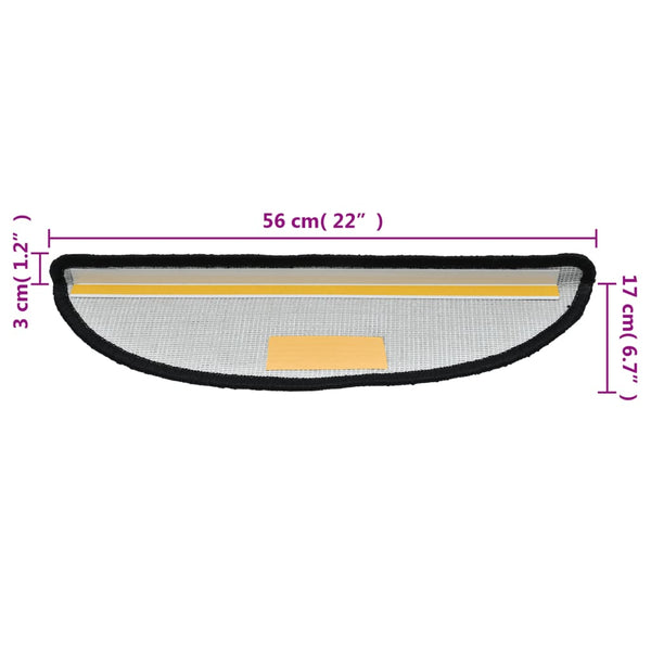 vidaXL Stair Mats 10 pcs 56x17x3 cm Black Semi-Circular