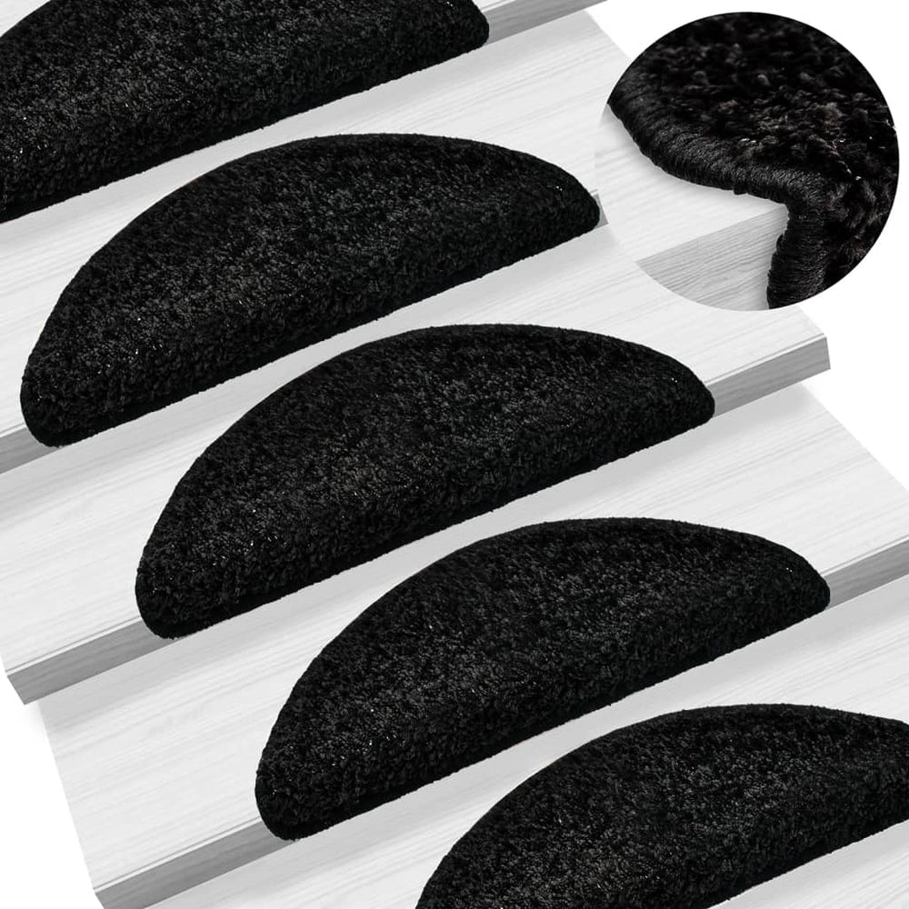 vidaXL Stair Mats 10 pcs 56x17x3 cm Black Semi-Circular