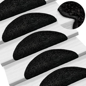 vidaXL Stair Mats 10 pcs 56x17x3 cm Black Semi-Circular