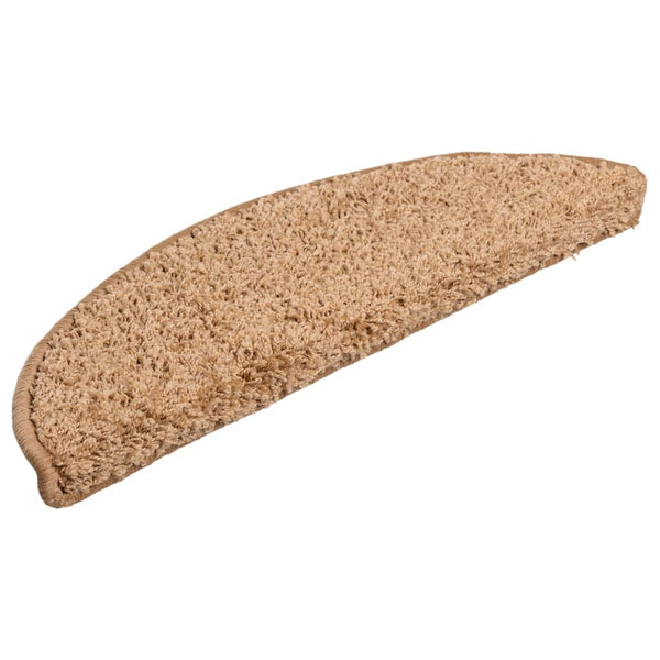 vidaXL Stair Mats 10 pcs. 56x17x3 cm Beige Semi-Circular