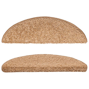 vidaXL Stair Mats 10 pcs. 56x17x3 cm Beige Semi-Circular