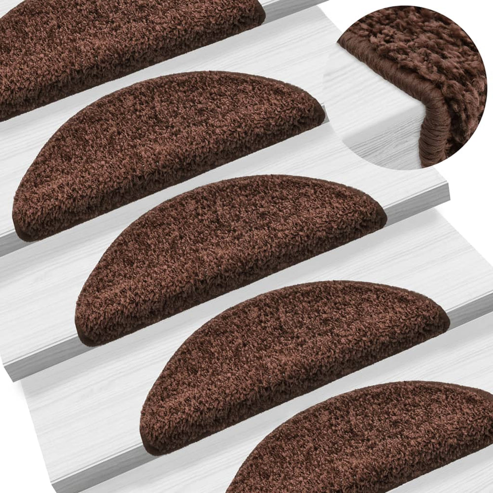 vidaXL Stair Mats 10 pcs 56x17x3 cm Brown Semi-circular
