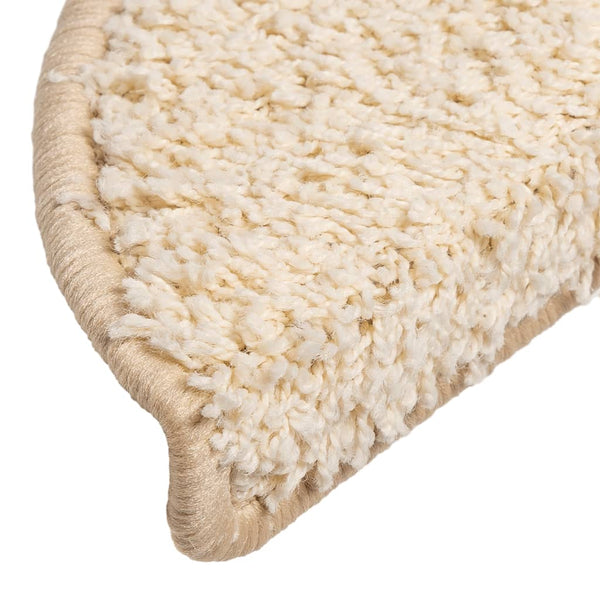 vidaXL Stair Mats 10 pcs. 56x17x3 cm Cream Half Round