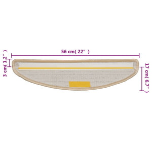 vidaXL Stair Mats 10 pcs. 56x17x3 cm Cream Half Round