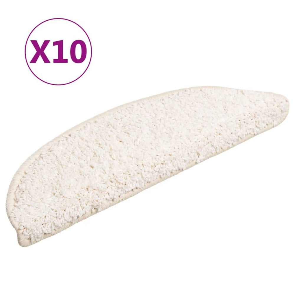 vidaXL Stair Mats 10 pcs. 56x17x3 cm White Semi-Circular
