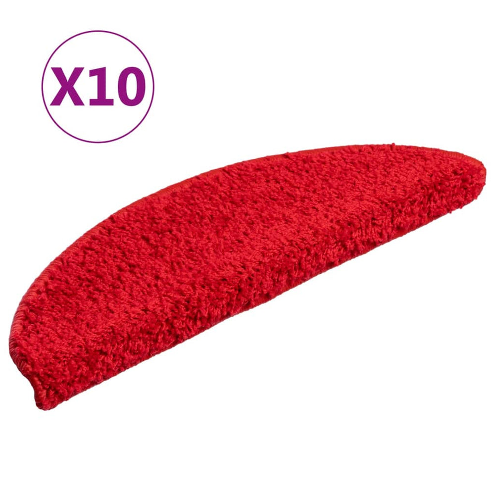 vidaXL Stair Mats 10 pcs. 56x17x3 cm Red Half Round