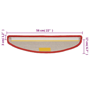 vidaXL Stair Mats 10 pcs. 56x17x3 cm Red Half Round