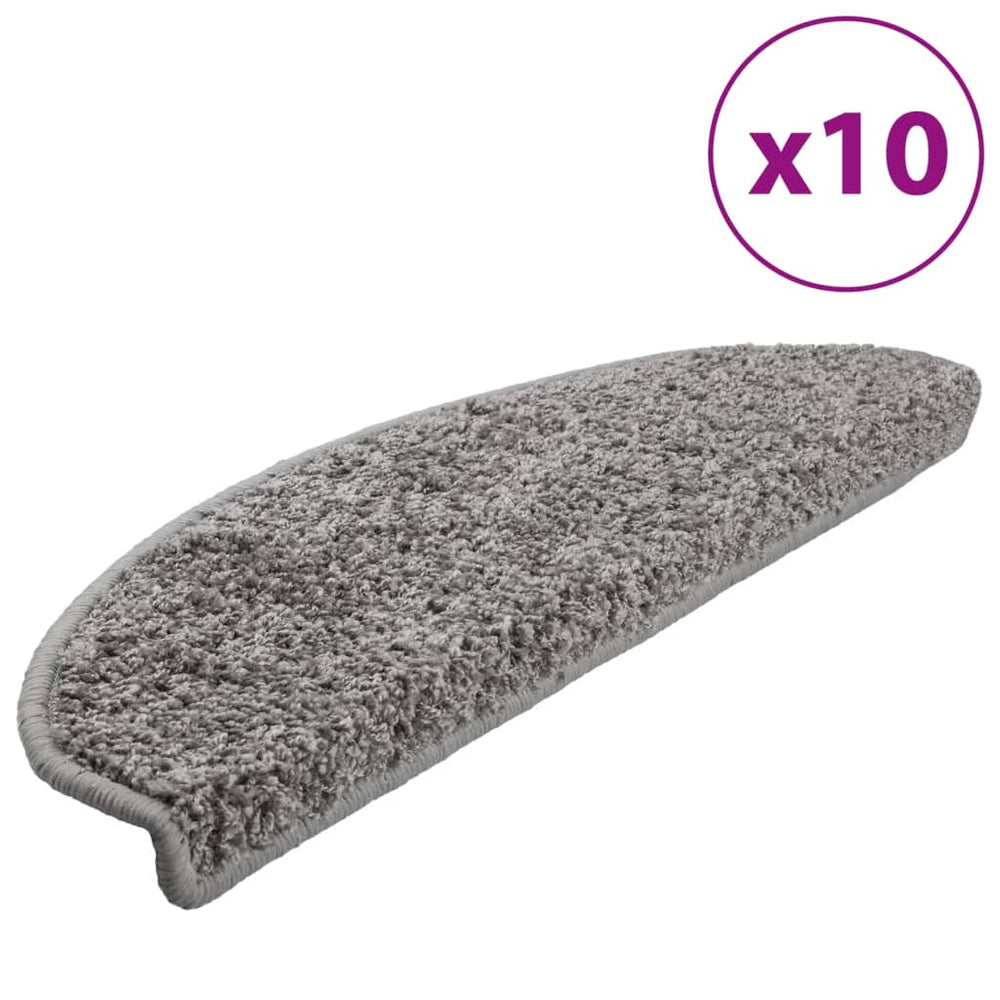 vidaXL Stair Mats 10 pcs. 65x21x4 cm Grey Semicircular Large