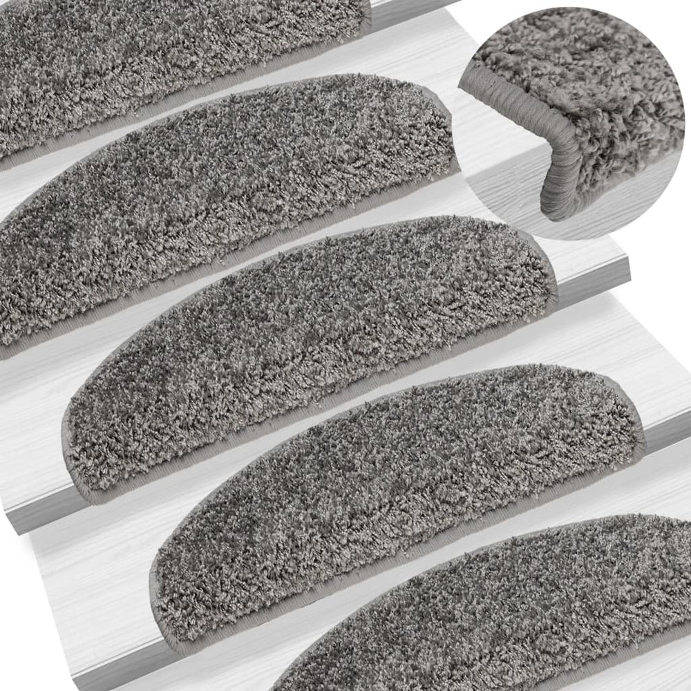 vidaXL Stair Mats 10 pcs. 65x21x4 cm Grey Semicircular Large