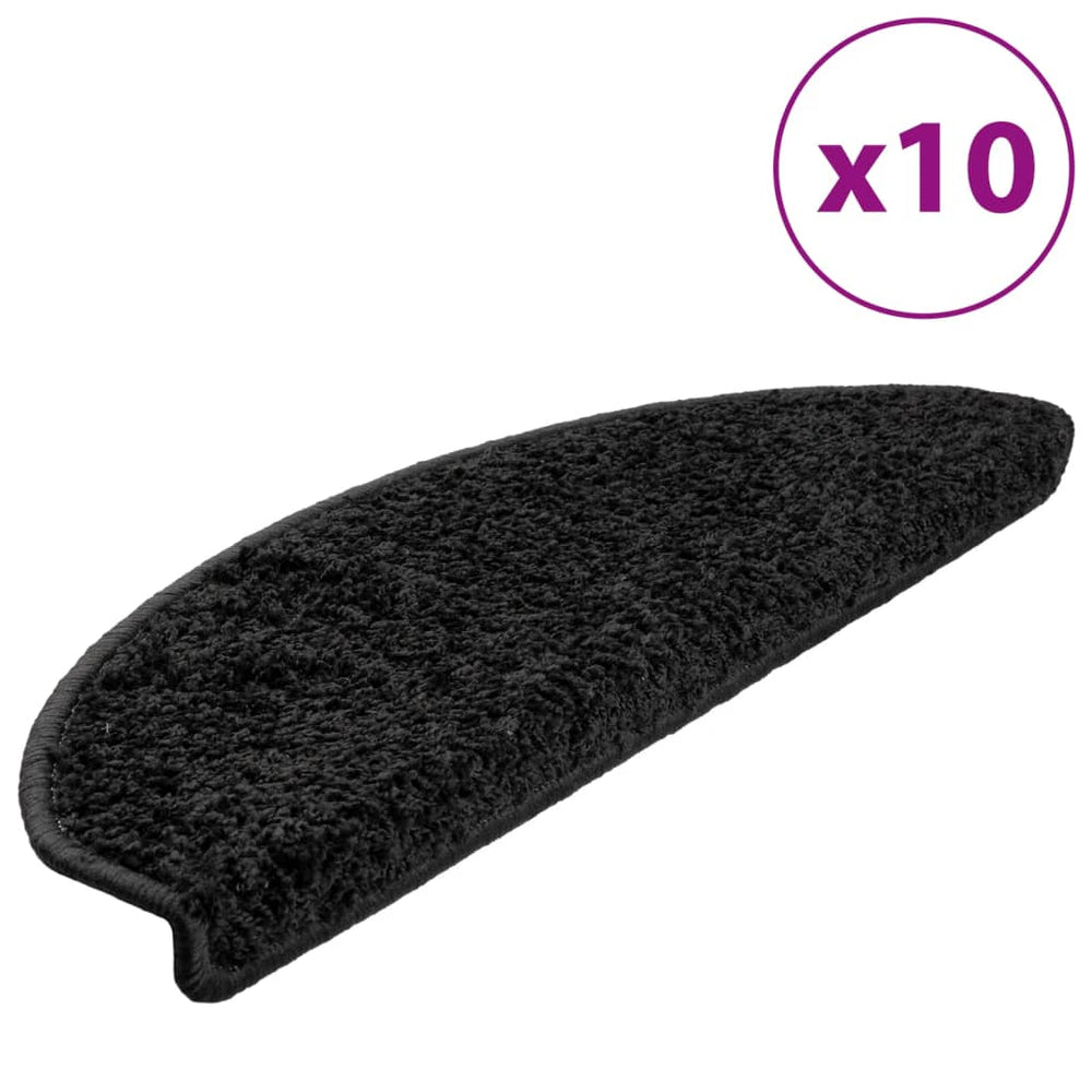vidaXL Stair Mats 10 pcs. 65x21x4 cm Black Semi-Circular Large