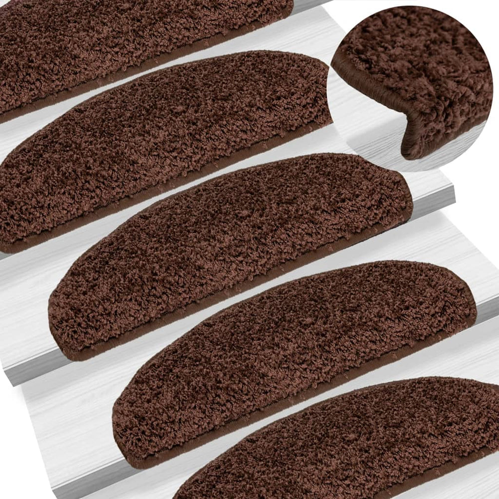 vidaXL Stair Mats 10 pcs. 65x21x4 cm Brown Semi-Circular Large