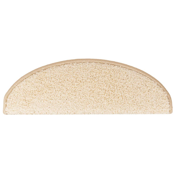 vidaXL Stair Mats 10 pcs. 65x21x4 cm Cream Semi-Circular Large