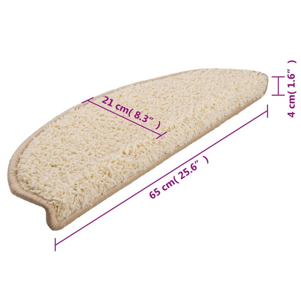 vidaXL Stair Mats 10 pcs. 65x21x4 cm Cream Semi-Circular Large